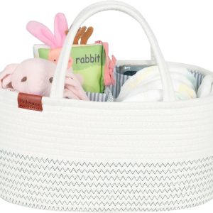 Baby Diaper Caddy Organizer Changing Pad Newborn Gift Basket 38 x 26 x 18 cm Black Line