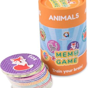 Memo Games Animals – Educational Memory Game to Find Couples and Learn Words in English, with 40 Pieces, for Kids 3+.