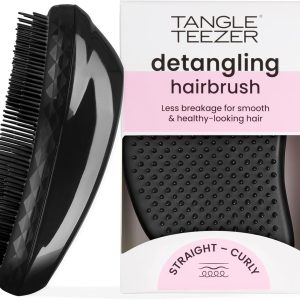Tangle Teezer Original Detangler Hairbrush – Detangler Brush for Wet and Dry Hair – Suitable for All Hair Types – Double Height Tines for Less Breakage and No Knots – Panther Black