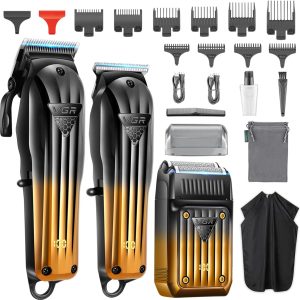 VGR 644 Professional Hair Clippers for Men, Cordless Beard Trimmer & Electric Shaver, 3-Piece Rechargeable Hair Cutting Kit with LED Display
