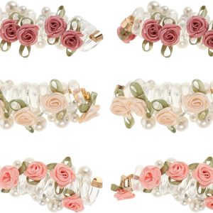 VALICLUD 6piezas Gomas Elásticas Pelo Cable Telefónico Espiral Accesorios Cabello Perlas Antienganches para Mujer para Uso Diario y Fiestas