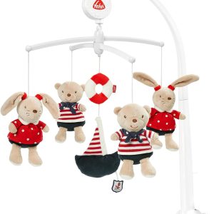 Fehn Ocean Club Mobile Music Box – Musical Toy to Help Babies Fall Asleep with Cute Animals – Melody The Moon Is Out – For Babies 0-5 Months