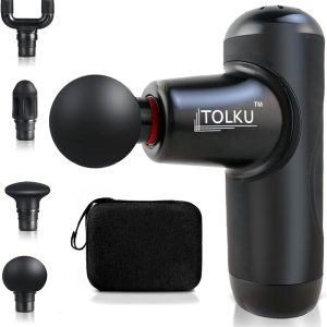 Tolku Mini Compact Massage Gun, Body Massager, Portable and Powerful Brushless Motor, 4 Speed Levels, 4 Attachments, USB-C Charging, Quiet Operation, Ideal Gift for
