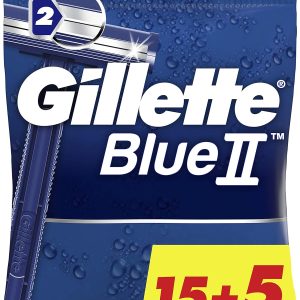 Gillette Blue II Men’s Disposable Razors, Pack of 20 Razor Blades (15+5)
