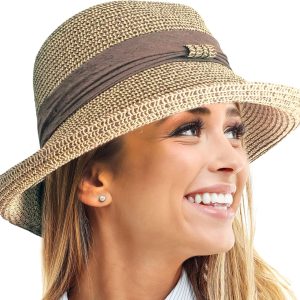 TOSKATOK® Ladies Womens Summer Sun Hat Adjustable Fashion Foldable UV Protection