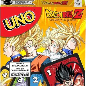 Mattel Games UNO Dragon Ball Z Family Night Card Game TV Show Themed Graphics and Special Rules for 2-10 Players