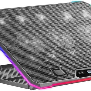 Mars Gaming MNBC13, Cooling Base and Stand for Laptops up to 17″, ARGB Lighting 10 Modes, 13x Fans with White LED, Adjustable 8 Positions, LCD Screen, Smartphone Support, Black