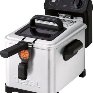 Tefal Pro Premium Eco 4L Fryer, Digital, Filter System, Mesh Filter, Glass Window for Cooking View, Easy to Use and Clean, 2400 W, Stainless Steel, Black, FR5160