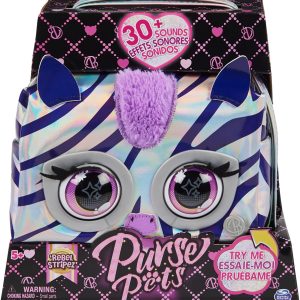 Purse Pets – Interactive Pet Bag – Magic Zebra – Girl Bag and Pet Interactive Zebra with more than 30 Sounds and Reactions – 6066464 – Girl toys 5 years +