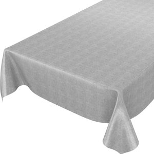 ANRO Oilcloth Tablecloth, Oilcloth Tablecloth, Grey Linen Look 100 x 140 cm