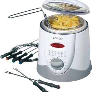 Bomann FFR 1290 CB – Fryer and Fondue Capacity, 1 L, 6 Fondue Forks, 900 W, White/Grey