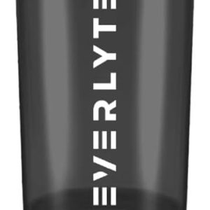 EVERLYTE® – 500 ml black cocktail shaker + 150 ml container | Sports cocktail shaker with snap closure, strainer and measuring scale | Fitness cocktail shaker | BPA and DEHP free | Dishwasher safe