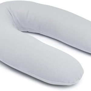 doomoo Twisty 2-in-1 Organic Cotton Pillow – Pregnancy and Breastfeeding, Ultra Comfort, Ultra-Fine Microbead Filling, Quiet, Made in EU, TOXPROOF & OEKO-TEX, Pearl Grey