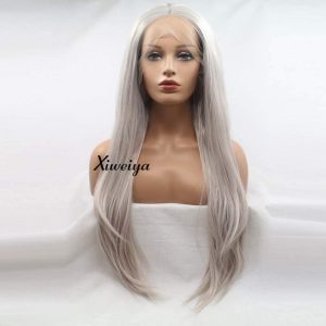 xiweiya – Heat Resistant Synthetic Hair Wig Ash Blonde Straight Hair