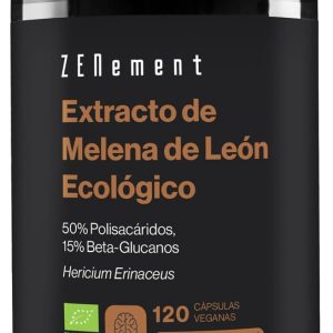 Organic Lion’s Mane Extract 50% Polysaccharides and 15% Beta-Glucans – Hericium Erinaceus – Natural and Vegan Origin – 4 Months Supply – 120 Vegan Capsules – Zenement