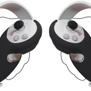 Geekria Controller Grip Cover Accessory Compatible with Pico Neo 4, Virtual Reality Gaming Accessory, Non-Slip Soft Silicone VR Controller Cover Silicone Rocker Cover Protector (Black)