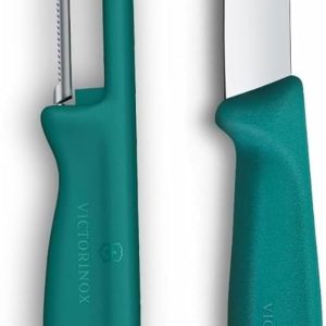 Victorinox Swiss Classic Knife Set with Peeler for Vegetables and Fruits, 2 Pieces, Extra Sharp Blade, Green