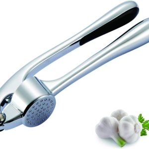 Garlic Press Steel Garlic Chopper Zinc Alloy Garlic Rocker Small Kitchen Utensils Dishwasher Safe Rust Proof (Silver) 6.7 x 1.5 Inches