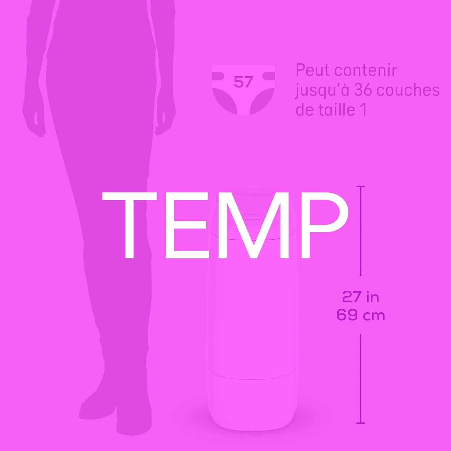 Angelcare Dress Up Diaper Bin White XL - Image 10