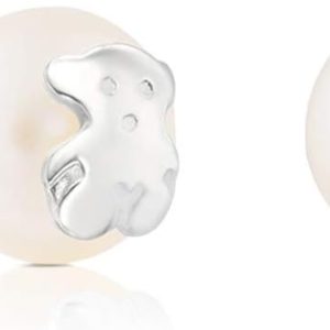 TOUS Pendientes de tuerca de plata 925 con perlas cultivadas en agua dulce blancas