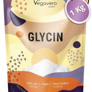 Pure Glycine Powder 1kg Vegavero® | NO Additives, Lab-Tested | Supports Recovery, Muscle & Collagen Synthesis | L-Glycine 1000g with Measuring Spoon | L Glycine Supplement | Vegan