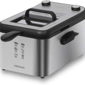 Cecotec Electric Fryer CleanFry 3000 Full Stainless Steel Fryer 3 Litres OilCleaner Filter 2400 W Bucket Fry Basket Dishwasher Safe 30 Minute Steel Bucket