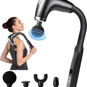 Back Massager for Pain Relief, Muscle Massage Gun with Extended Handle, Deep Tissue Body Massager for Neck, Shoulder, Leg, Reach All Muscles with