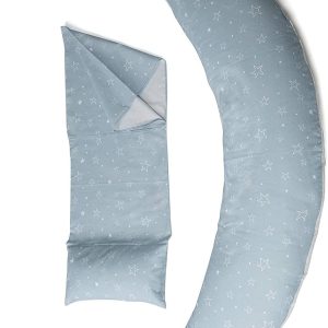 Nuvita 7100 DreamWizard Nursing Pillow and Pregnancy Pillow – 12 in 1 with Adjustable Lumbar Support – 100% Cotton Removable and Washable Cover – with Microbeads (Grey Star)