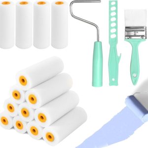 Set of 17 Small Paint Rollers Wall Paint Roller Foam Paint Roller with Handle Mini Foam Roller Paint Rollers Small Foam Paint Rollers for Wall and Ceiling Furniture