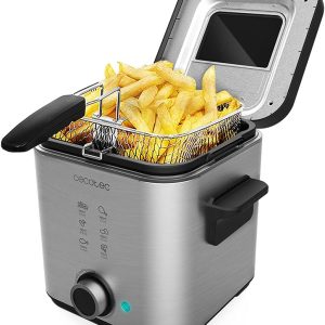 Cecotec CleanFry Advance 1500 Stainless Steel Electric Oil Fryer, 900 W, 1.5 L, Capacity, Stainless Steel, OilClean Filter, Removable Bucket, Lid with Window