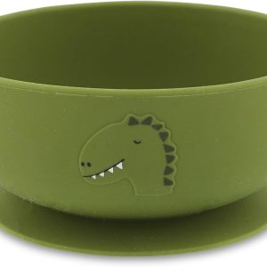 Trixie Mr. Dino Silicone Suction Bowl – Non-Slip Baby Feeding Bowl – Strong Suction Base for Mess-free Meals – Soft, Durable and Easy to Clean