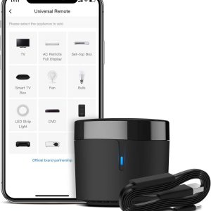 BroadLink RM4 Mini Smart Remote and Cable Set with Temperature and Humidity Monitor Sensor, Compatible with Alexa, IFTTT