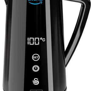 Swan Alexa Smart Electric Water Kettle WIFI Smart Kettle 1.5L, Wireless, LED Touch Display, Keep Warm Function, Insulated Wall Stainless Steel, 1800W, Black, SK14650BLKNEU