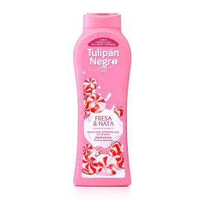 Black Tulip – Strawberry and Cream Bath Gel, Nourishing and Moisturizing, Shower Gel with Strawberry Extract and Irresistible Scent, 650 ml
