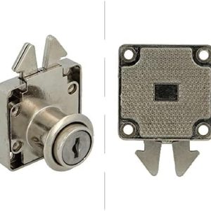 Amig – Lock for Sliding Doors of Furniture and Small Cabinets Mod.2A + 2 Keys Mod.371 – For Home or Office Furniture – Nickel Plated Steel – Safe and Easy to Install