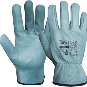 RuviGrab – Natural Cow Flower Leather Work Glove | Water Repellent Treatment | Gardening Gloves | Leather Gloves | Men and Women Work Gloves | Work Gloves Size 9