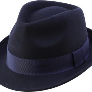 Men’s Wool Felt Winter Hat Short Brim Fedora Hat