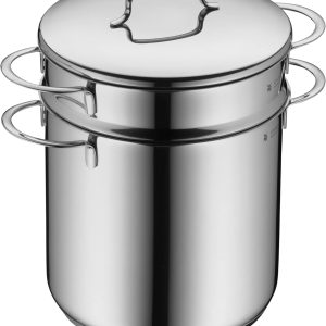 WMF Mini – Pasta Pot 18 cm with Metal Lid and Insert 3L, Polished Stainless Steel Cromargan, Stackable, Suitable for All Types of Kitchens