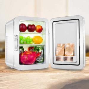 MU Mini Silent Portable Fridge 10L – Tempered Glass Door, Blue