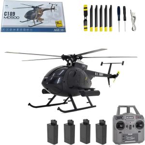 RC ERA C189 RC Helicopter with 6-Axis Gyroscope, 1:28 Scale MD500 4CH Single Rotor Barless Helicopter, 2.4GHz RC Airplane with Optical Flow and Altitude Hold for Adults