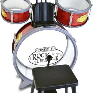 Bontempi BeatMaster: Children’s drum set with realistic sounds and lots of fun, red and transparent, 500x500x680mm