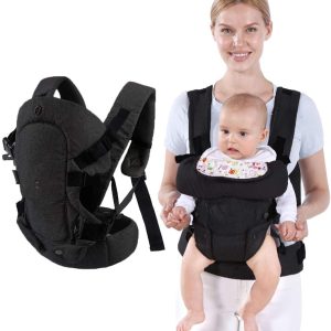 Baby Sling Soft Carriers for Newborn Babies Toddlers with Ergonomic Design 4 in 1 Multifunctional Breathable Adjustable Strap for Babies, Black