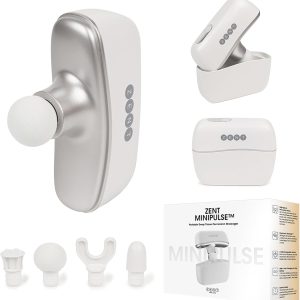 ZENT Mini Cordless Muscle Massage Gun, Massage Gun with Pressure Sensor, 4 Massage Heads with Case, 10 Intensity Levels, 2200 Strokes/Min, Quiet Massager for Travel, White