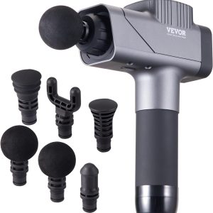 VEVOR Deep Tissue Massage Gun, Percussion Muscle Massager for Athletes, 8 Speed Levels and 6 Heads, 2500 mAh, for Pain Relief Muscle Relaxation, 250 x 170 x 60 mm