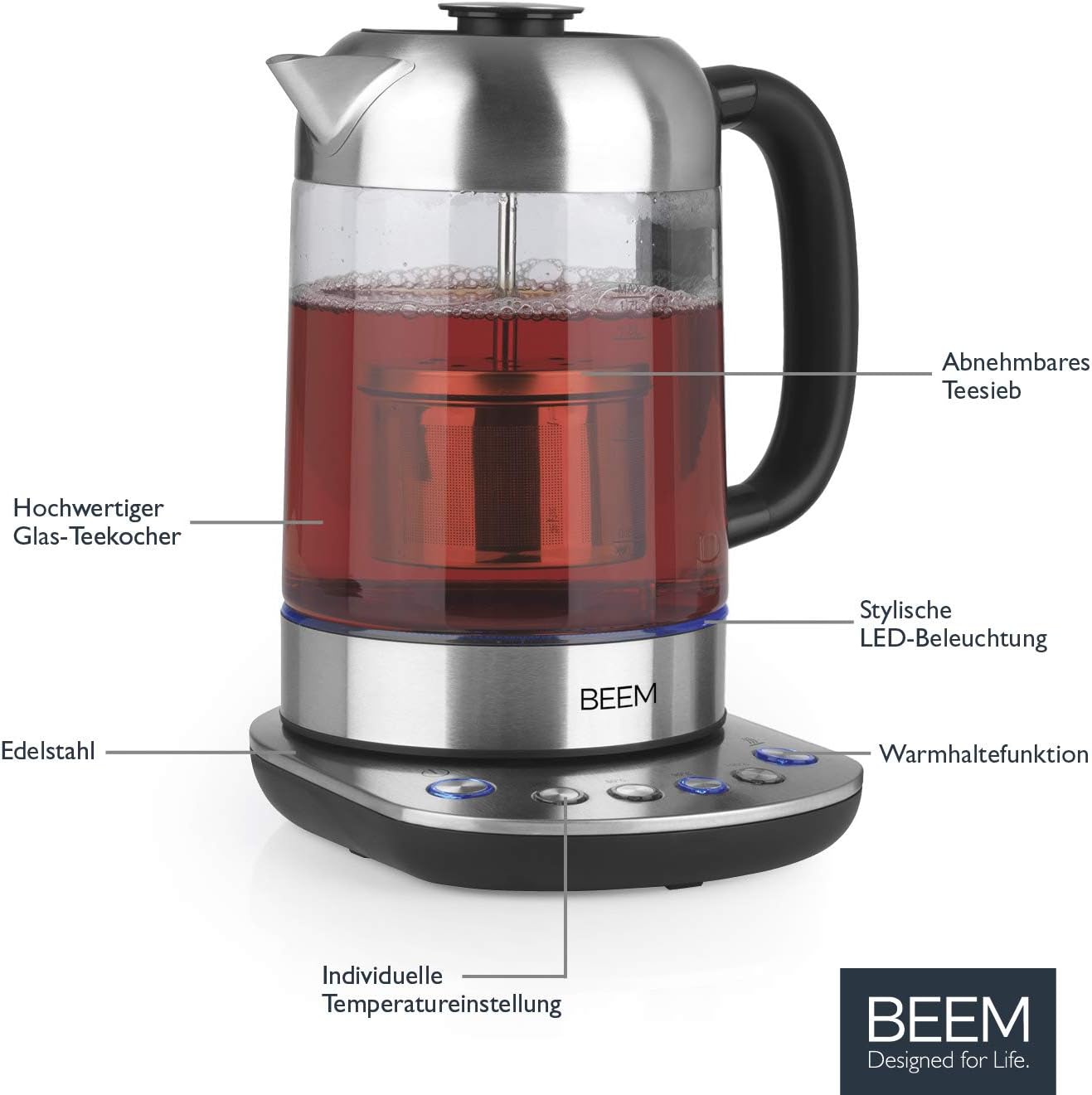 BEEM 07919, Stainless Steel Tea Strainer Water Kettle - Image 3
