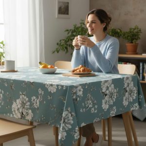 Stain Resistant Tablecloth for Round Table Size 140 Round – Stain Resistant Extra Soft and Waterproof Tablecloth Turquoise