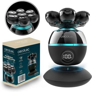 Cecotec Bamba PrecisionCare Skull Cordless Head Shaver, Extra Large Head with 7 Floating Blades, 60 Mins Autonomy, Display and Charging Base, IPX6 Water Resistance