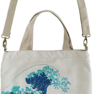 Grupo Erik Tote bag Ola de Kanagawa – Women’s Canvas College Bag – Shopper Bag │ Cotton with Double Handle and Inner Pocket (42 x 34 cm)