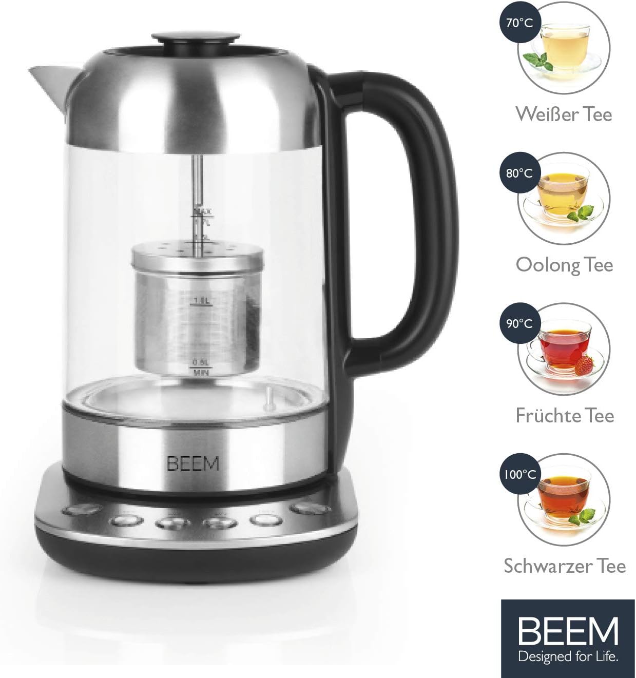 BEEM 07919, Stainless Steel Tea Strainer Water Kettle - Image 2