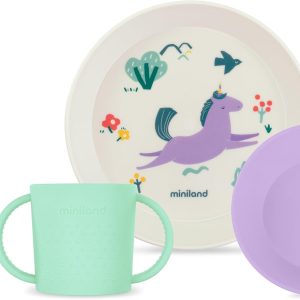 Miniland – Learning Baby Tableware | Plate, Cup and Adapted Cutlery for Baby | BPA Free Children’s Tableware (Set Dream)